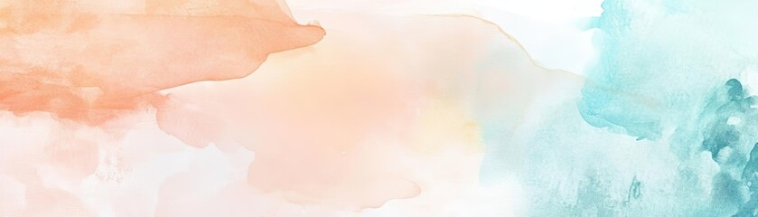 Fototapeta premium Abstract watercolor background featuring soft hues of orange and teal, perfect for creative projects and artistic presentations.