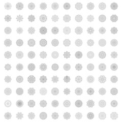 100 Floral Mandala style design set coloring book pages, vector file