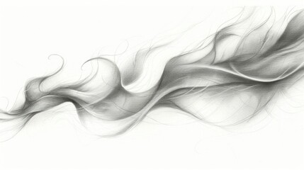 Fototapeta premium Abstract illustration of flowing lines resembling hair or smoke in grayscale.