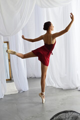 Beautiful young girl dancer dancing. Dance poses