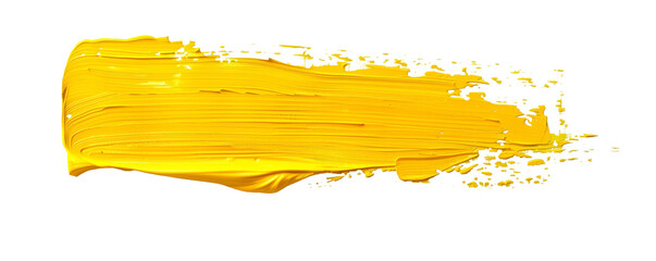 Vibrant yellow paint stroke on a clean white background, evoking creativity, energy, and boldness in art and design