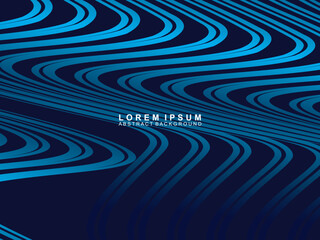 Abstract futuristic wave lines background with blue light effect. Flowing wave shape design. Suitable for covers, digital technology, posters, websites, brochures, flyers, banners, presentations, etc.