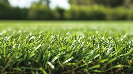 Fototapeta premium Close up side view of lush green grass