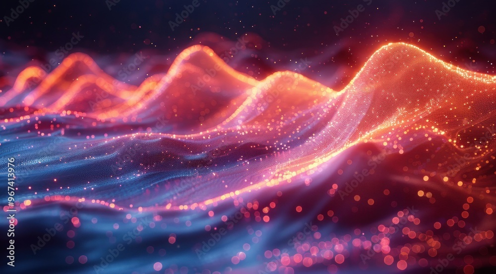 Aufkleber abstract glowing waves in red and blue.