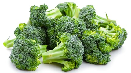 Close up view of broccoli on a white background