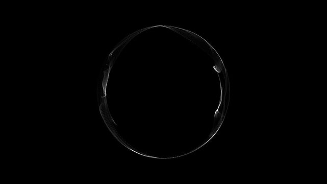 Abstract black and white orb, black isolated background