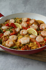 Traditional Paella with Chorizo and Shrimp