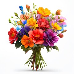 bouquet of colorfull flowers on a white background jpg