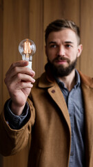 man with light bulb