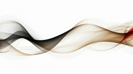 Abstract flowing waves in black, brown, and red against a white background.