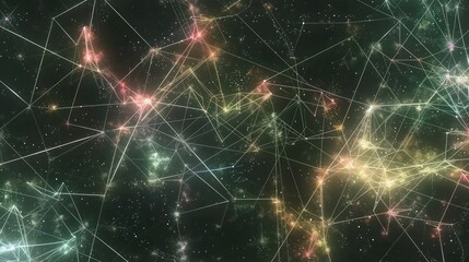A vibrant abstract representation of interconnected stars and cosmic elements.