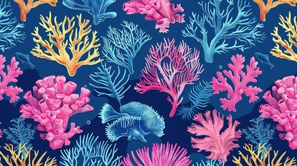underwater coral pattern wallpaper