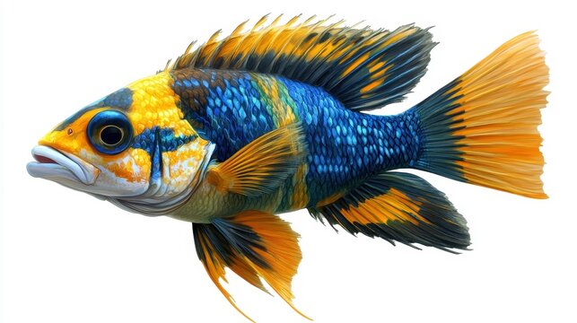recommend clip art: African cichlid clipart, element, 3D illustration, realistic, isolated on white background