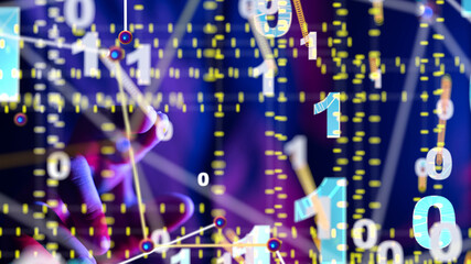 Global network. Blockchain. 3D illustration. Neural networks and artificial intelligence. Abstract