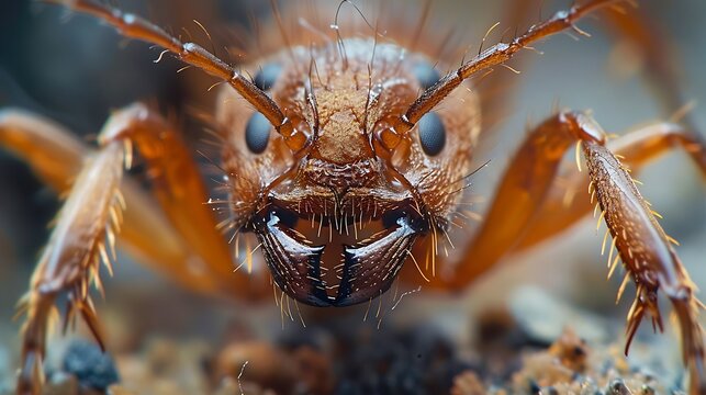 Trap-jaw ant's mandibles in ultra-slow motion attack: An ultra-slow motion shot captures the lightning-fast attack of a trap-jaw ant, its powerful mandibles snapping shut with incredible speed 