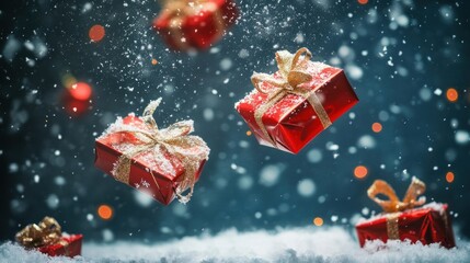 Christmas Presents Falling in the Snow