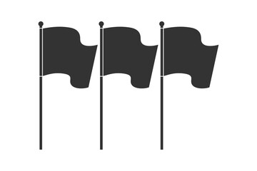 Three flags abstract graphic icon. Waving flags on flagstaffs sign isolated on white background. Vector illustration