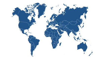 World map. Blue modern vector map. Silhouette map