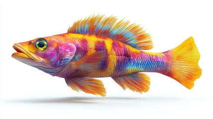 Fototapeta premium Wrasse clipart, element, 3D illustration, realistic, isolated on white background