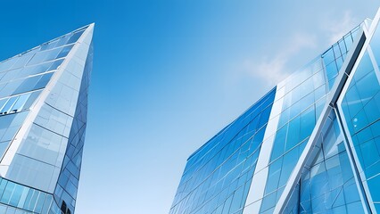 Obraz premium A sleek futuristic building with innovative modern architecture, featuring clean lines and contemporary urban design for city environments.