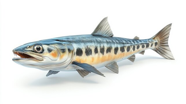 recommend clip art: Barracuda clipart, element, 3D illustration, realistic, isolated on white background