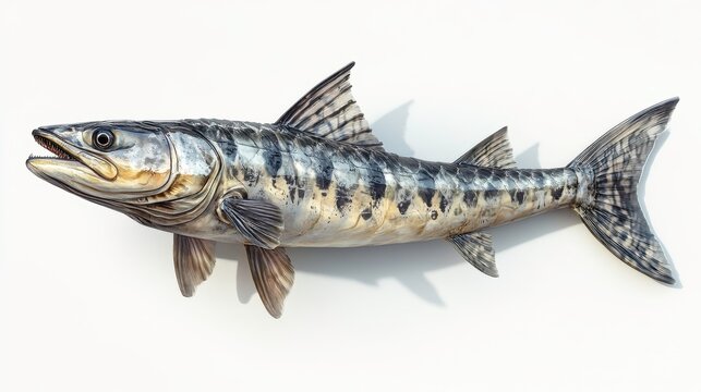 recommend clip art: Barracuda clipart, element, 3D illustration, realistic, isolated on white background