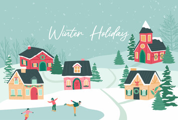 Winter Christmas vector illustration banner