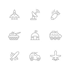 Set line icons of army