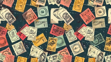 Vintage stamp pattern wallpaper