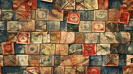 Vintage stamp pattern wallpaper