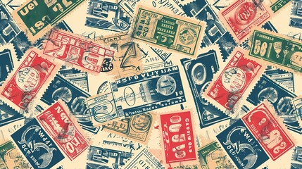 Vintage stamp pattern wallpaper
