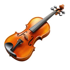 Fototapeta premium Beautifully crafted wooden violin resting gracefully against a white background