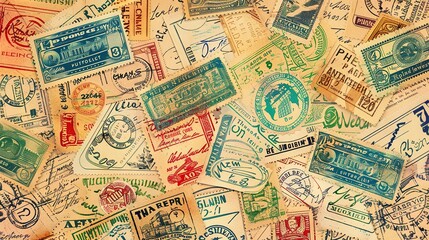 Vintage stamp pattern wallpaper