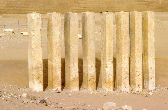 pillars in the desert near marib, remains of a palace of queen of Sabaa