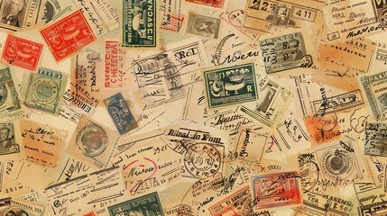 Vintage stamp pattern wallpaper