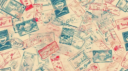 Naklejka premium Vintage stamp pattern wallpaper