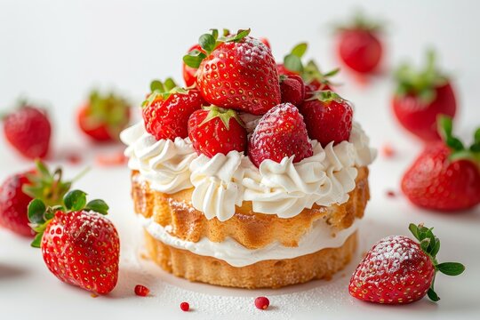 Strawberry shortcake with whipped cream