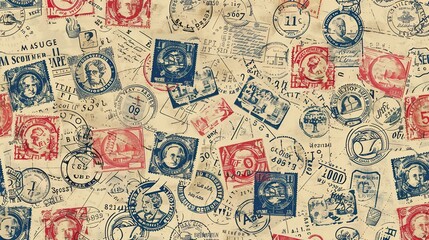 Vintage stamp pattern wallpaper