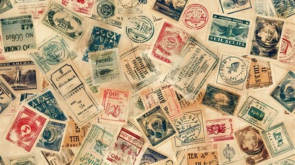 Vintage stamp pattern wallpaper