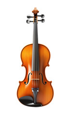 Fototapeta premium Elegant wooden violin on white background, highlighting its intricate craftsmanship and beauty