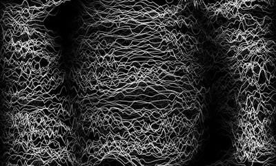 Chaotic irregular line pattern: black and white wireframe vector illustration.