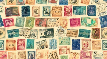 Vintage stamp pattern wallpaper
