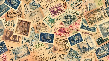 Vintage stamp pattern wallpaper