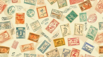 Vintage stamp pattern wallpaper