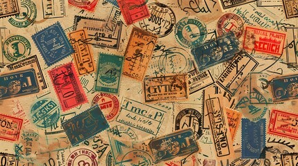 Vintage stamp pattern wallpaper