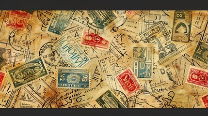 Vintage stamp pattern wallpaper