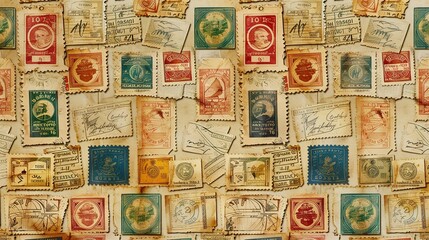Vintage stamp pattern wallpaper