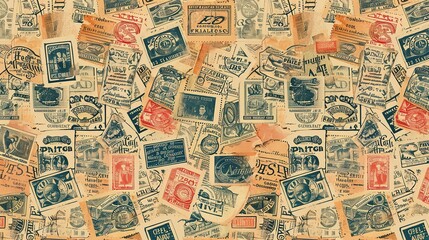 Obraz premium Vintage stamp pattern wallpaper