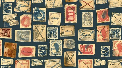 Vintage stamp pattern wallpaper