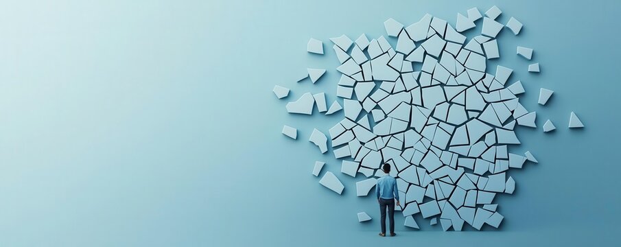 Abstract image of a customer base cracking under pressure, illustrating high churn rate, business instability